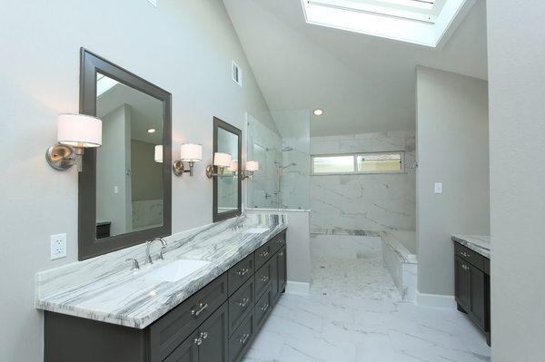 Full master bathroom remodel 
 Marble vanity top.