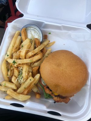 Chicken Sandwich and Truffle Fries