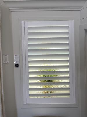 Shutters are one of our specialties. This is a Normandy Shutter with invisible tilt- Motorized