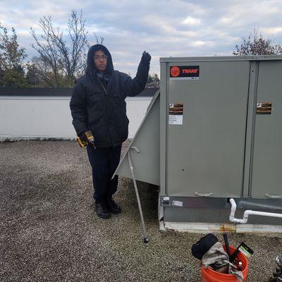 Rooftop repair.