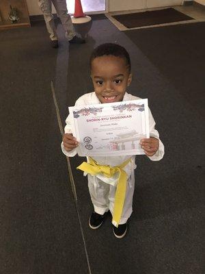 Jeremiah got his yellow belt