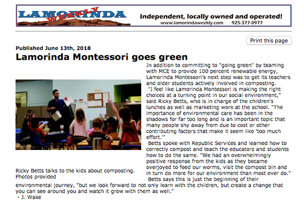 Lamorinda Montessori featured in Lamorinda Weekly