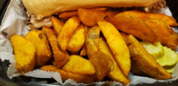 The potato wedges.