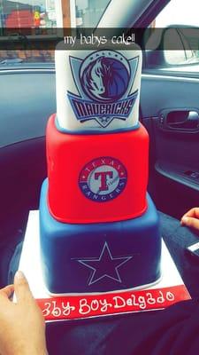 dallas/tx sports theme baby shower cake in fondant..