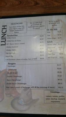 Lunch menu