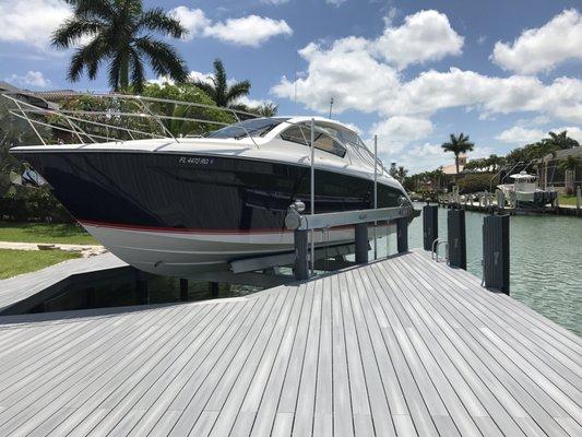 #fiberondecking  Fiberon Castle Grey decking. Marco Island. Customer built by Duane Thomas Marine Construction,