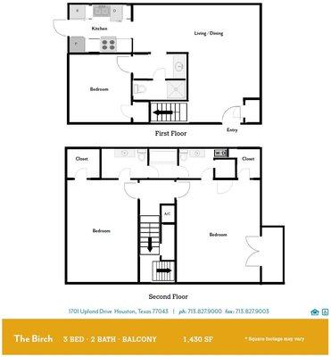 The Birch 3 Bed and 2 Bath with Balcony