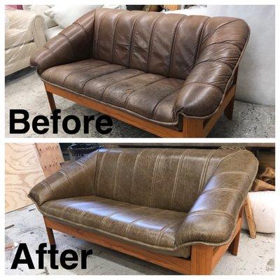 Mid-century 1970s Amsterdam leather sette brought back to life. It looks incredible!