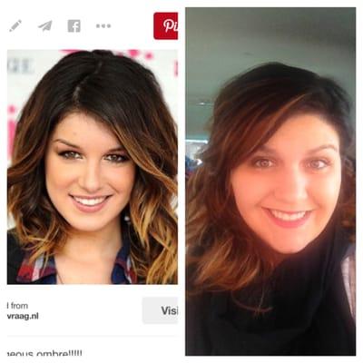 Pinterest on left & me on right! Courtney is amazing!! Great consult on what will & won't work for your hair type & color.