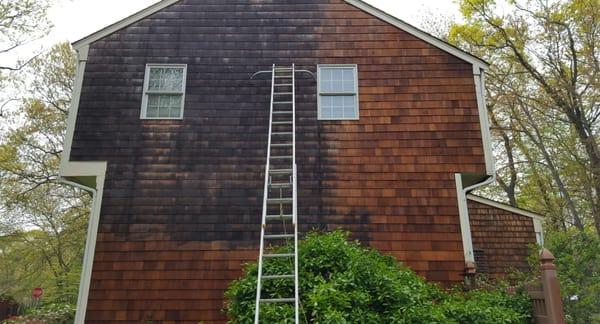 Cedar shakes restoration in process