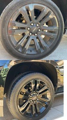 Rim and tire cleaning +Tire Shine