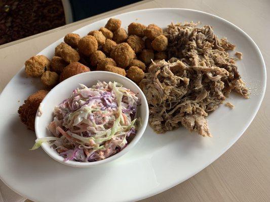 Pull Pork, Coleslaw Maison and Okra