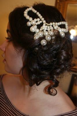 Purposefully slightly messy updo for my Gatsby-themed prom