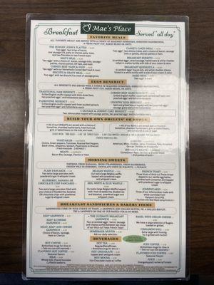 Updated menu as of 10/7/23