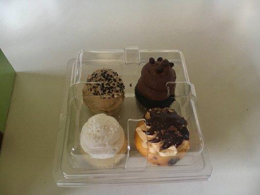 Minis Afogato, Chocolate, Wedding cake, Toffee. Perfect sampler!