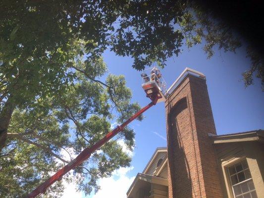 Measuring chimney tops in difficult to access locations