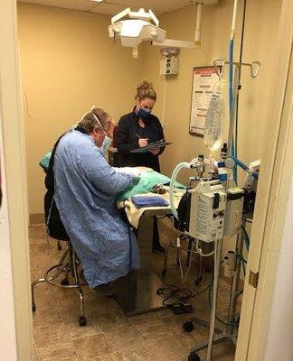 Dr. Bremer and Laura in surgery