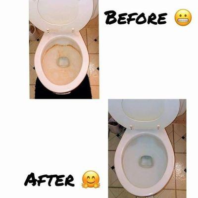 Before and after toilet.