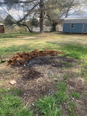 In process of the in-ground fire pit.