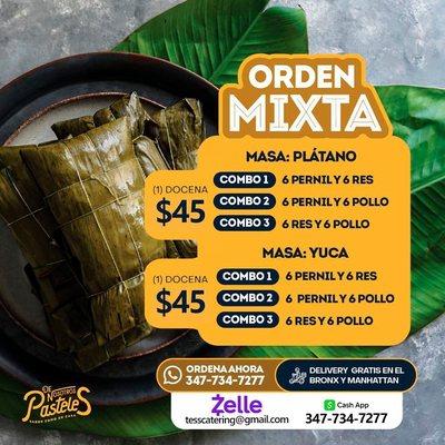 De Nosotros Pasteles * Mixed Orders Combos Menu