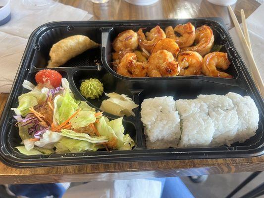 Teriyaki shrimp bento box