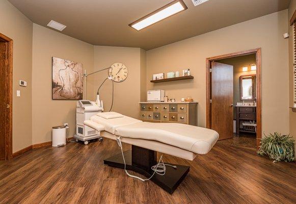 A cosmetology room finds a new face with custom designed storage dresser and updated finishes.