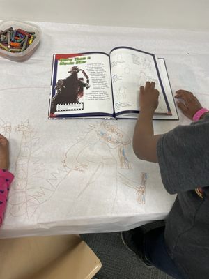 In the kids area they have this big butcher paper where the kids can draw freely.