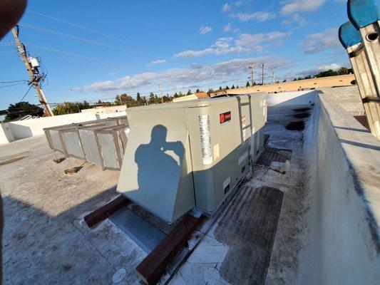 Trane commercial rooftop package unit.