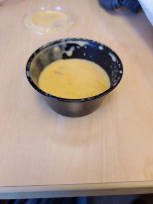 This is a side of queso here?  Half a serving?  Meh