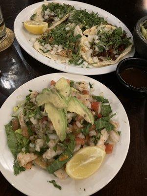 Shrimp Tostada de Camaron (shrimp ceviche tostada)