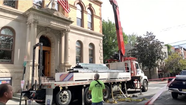 The Library is undergoing a renovation of its 3rd Floor. A LOT of material needs to be delivered, and sometimes only a crane will do...