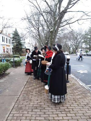 Carolers in period costumes walk around the whole town.  This is the 26th year of the festival.