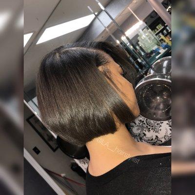 Bob cut on natural hair