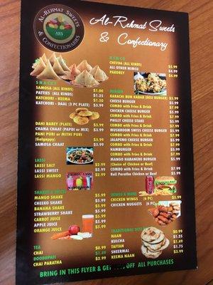 Food menu