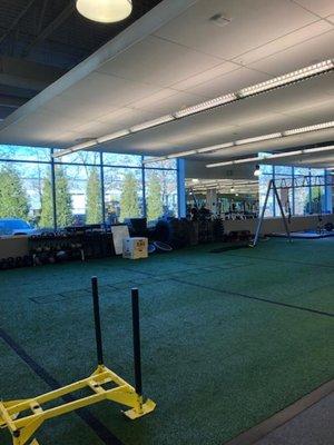 We perform functional training on turf.