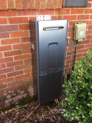 Tankless water heater installation.