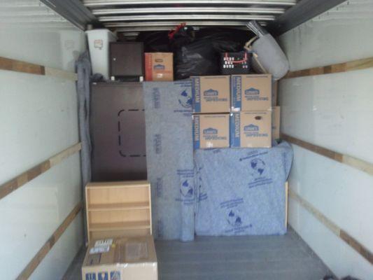 We take care of your items in moving truck. Stack appropriately and wrap with furniture pads we provide for your move.