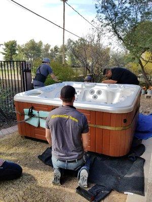 Moving hot tub.