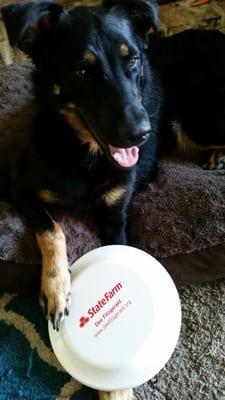 Gregory is loving our new Frisbees!