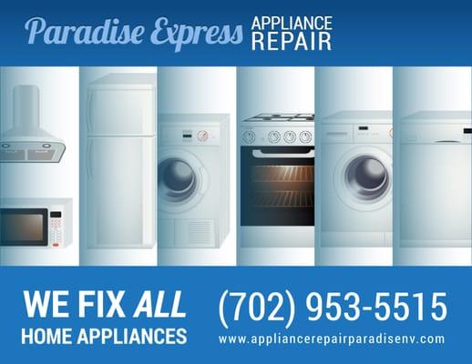 We Fix All Home Appliances
 http://www.appliancerepairparadisenv.com