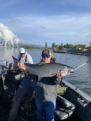 Beautiful 25lb. chrome bright Chinook salmon.