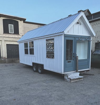 Tiny house studio/store in loading dock, next to RISD loading dock