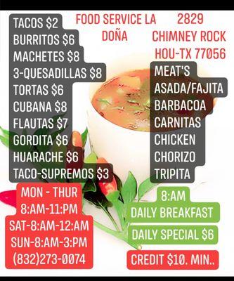 Daily menu