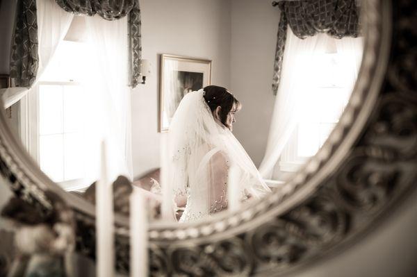 Early reflections of the wedding day.