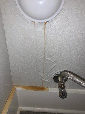 Leak in the wall in the bathroom