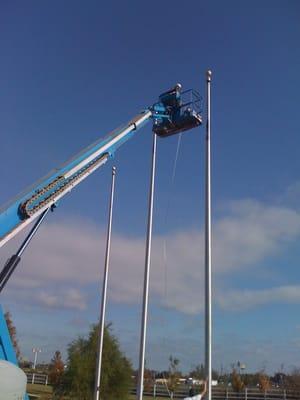 Total Re-Do of all 3 Commercial. Flagpoles, cables, Truck, Balls, & Winch / Flags.