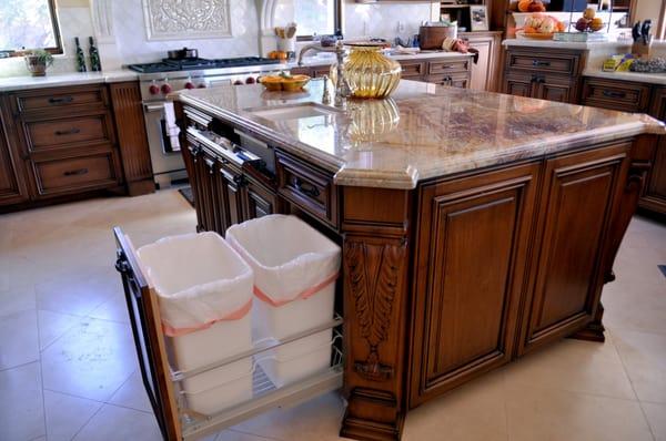 Custom Kitchen Island with trash pull out