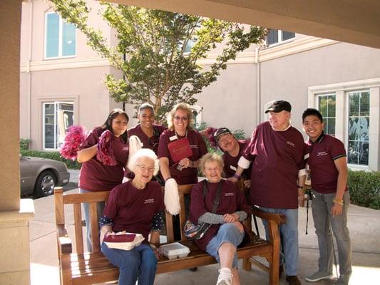 Residents returning from an Alzheimer's walk.