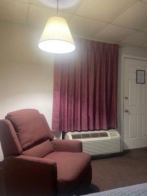 Recliner, lamp and life sustaining ac unit lol