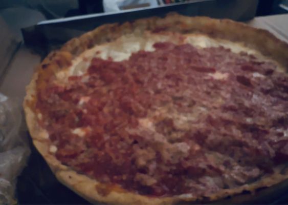 Much of the pizza had no sauce. I tried to spread it out but there still wasn't enough.  Pizza was much worse in person...